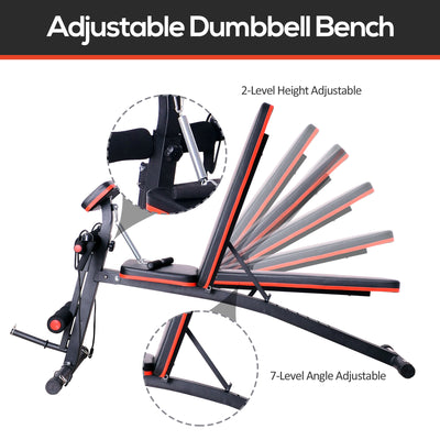 HOMCOM Adjustable Reclined Dumbbell Bench Weight Lifting Set Folding Sit Up Ab Bench Home Training Gym Multiuse Workout Exercise Fitness with 2 x 4kg Dumbbells 