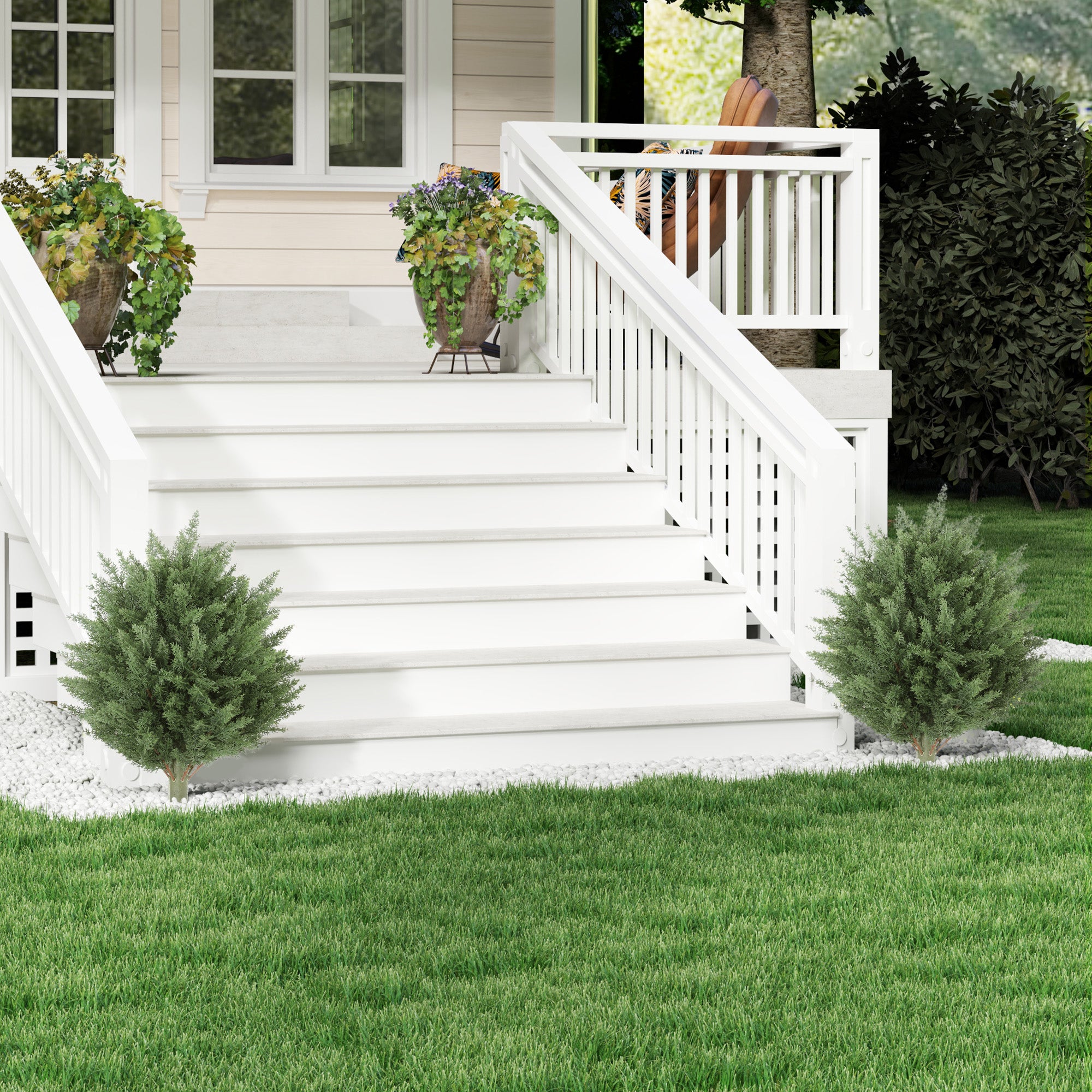 HOMCOM 60 cm Artificial Cypress Tree with Ground Stake, Set of 2 Artificial Plants for Indoor & Outdoor, UV Resistant, Green 