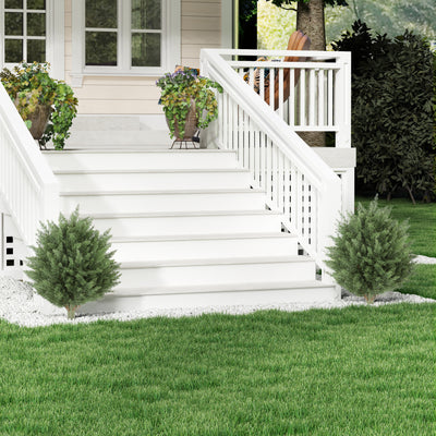 HOMCOM 60 cm Artificial Cypress Tree with Ground Stake, Set of 2 Artificial Plants for Indoor & Outdoor, UV Resistant, Green 