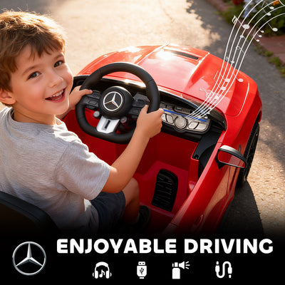 AIYAPLAY Licensed Mercedes AMG Kids Electric Car, 12V Ride On Car with Dual Motors, Remote Control for 3-6 Years, Red 