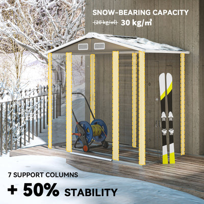 Outsunny 7 x 4ft Garden Shed, Easy to Assemble, Upgraded Galvanised Steel Frame with Foundation Kit, Double Doors with Lock, Outdoor Metal Shed with Vents and Gloves, Garden Storage Shed, Dark Grey 