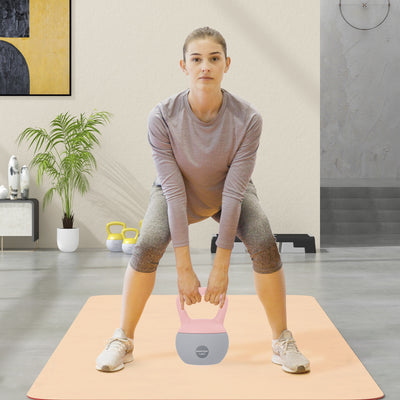 SPORTNOW 12KG Soft Kettlebell, Kettlebell with Non-Slip Handle for Home Gym, Weight Lifting, Strength Training, Pink/Grey 
