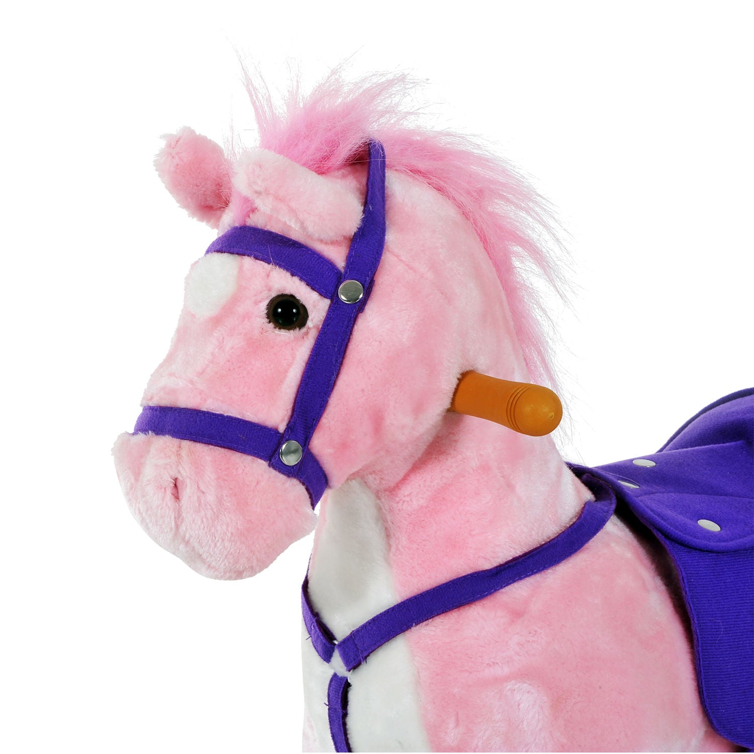 HOMCOM Rocking Horse Kids Ride on Walking Horse Animal Pony Wheeled Riding Plush Toy w/Sound for 3 Years and Up (Pink) 