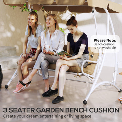 Outsunny Three-Seater Bench Cushion - Khaki 