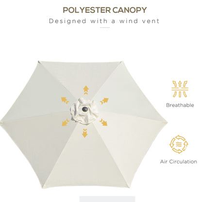 Outsunny2.6M Garden Parasol Umbrella with Tilt and Crank, Outdoor Sun Parasol Sunshade Shelter with Aluminium Frame, Grey 