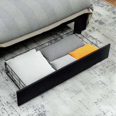 HOMCOM Double Ottoman Bed Frame, with Front Drawer - Black 