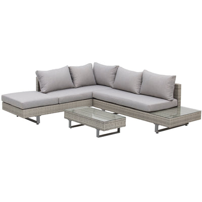 Outsunny Three-Piece Corner Rattan Set, with Glass Tables 