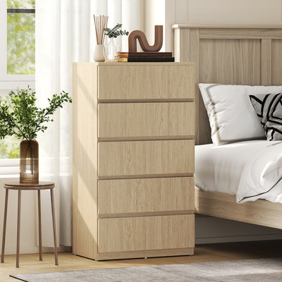 HOMCOM Chest of Drawers, 5-Drawer Storage Cabinets, Modern Dresser, Storage Drawer Unit for Bedroom 