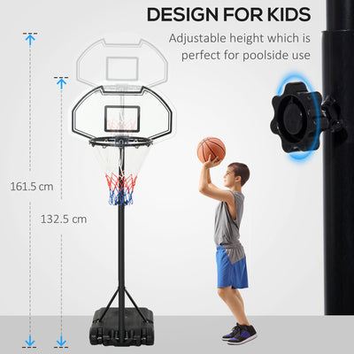HOMCOM Portable Basketball Stand 94-123cm Basket Height Adjustable Hoop For Adults Suitable for Pool Side 