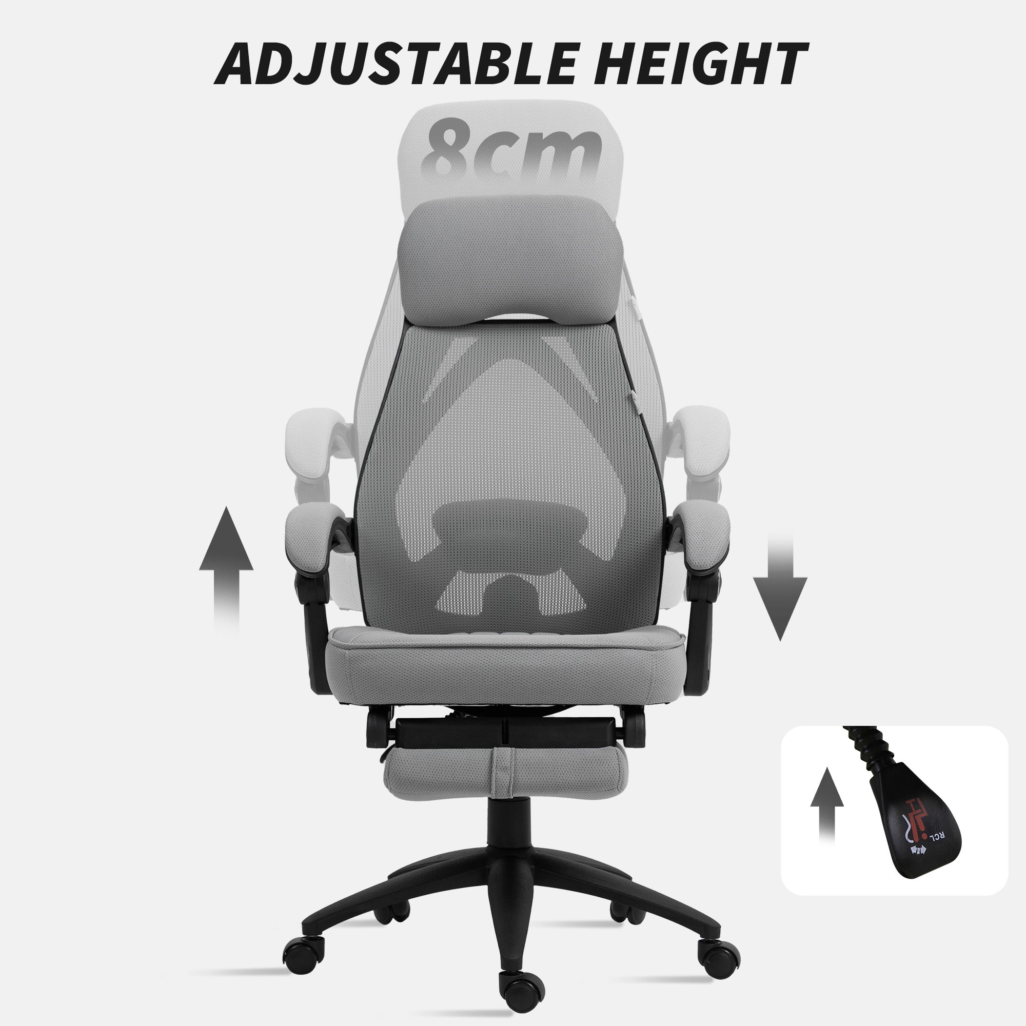 Vinsetto Office Chair with Footrest, High Back Swivel Desk Chair with Adjustable Height and Headrest for Home Office, Dark Grey 