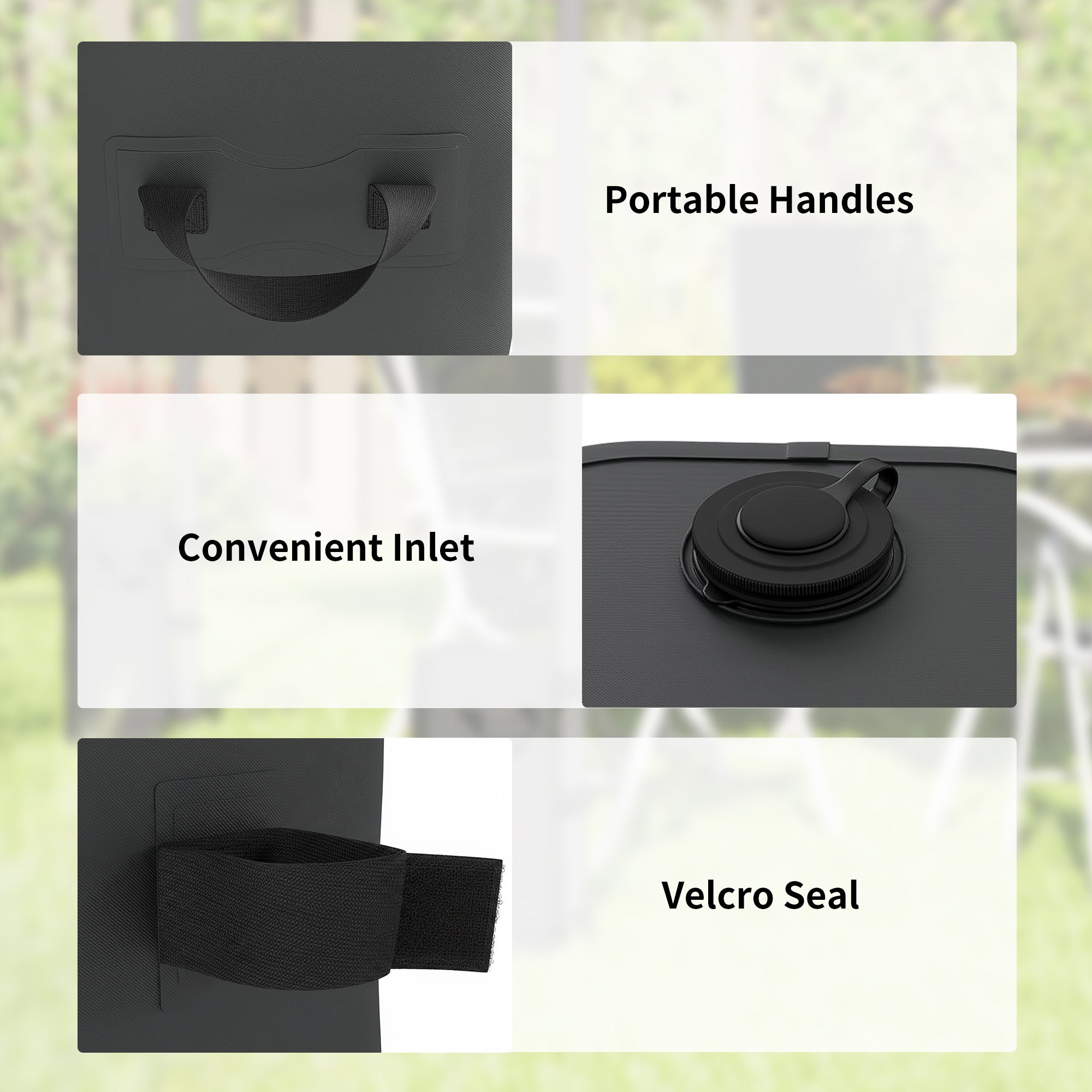 Outsunny Set of 4 Heavy Duty Gazebo Weights Bags, 500D Sand Weights with Carry Handles for Garden Marquee, Parasol, Black 