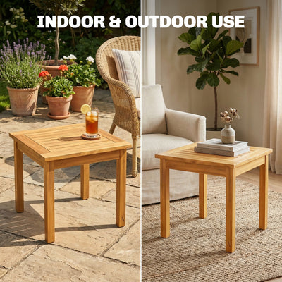 Outsunny Coffee Table Fully Assembled Patio Side Table Slatted Top Solid Acacia Wood for Indoor Outdoor Natural Wood