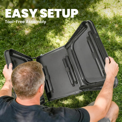 Outsunny 3ft Folding Camping Table, Picnic Table with Mesh Storage Layer, Carrying Bag and Metal Frame, Black 