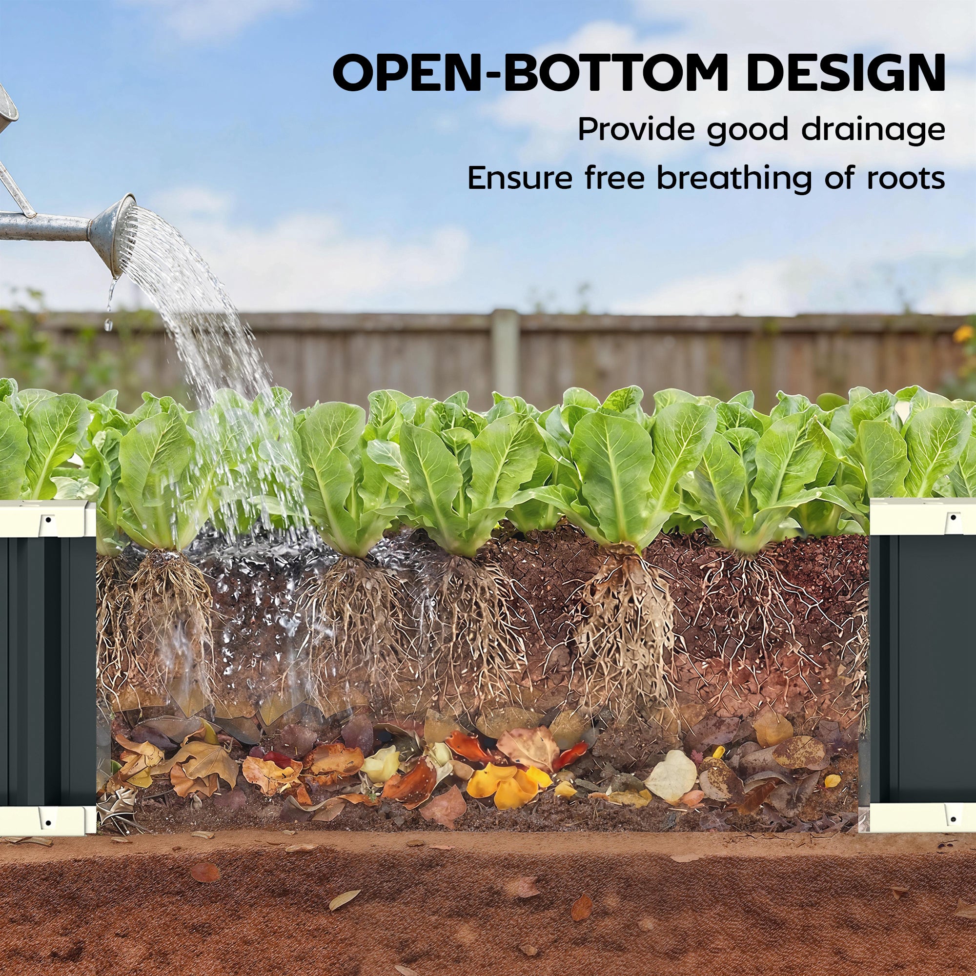 Outsunny Galvanised Raised Garden Bed, 5 x 2 x 1 ft Metal Planter with Gloves and Folded Edging, Dark Grey 