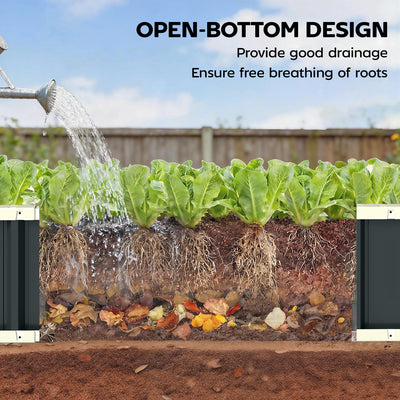 Outsunny Galvanised Raised Garden Bed, 5 x 2 x 1 ft Metal Planter with Gloves and Folded Edging, Dark Grey 