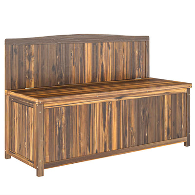 Outsunny Wood Storage Bench for Patio Furniture, Outdoor Garden Seating Tools, Brown 