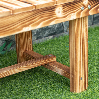 Outsunny 3 Pieces 2-seater Outdoor Indoor Wooden Garden Bench Fir Patio Loveseat, 110L x 38W x 35Hcm, Carbonised 