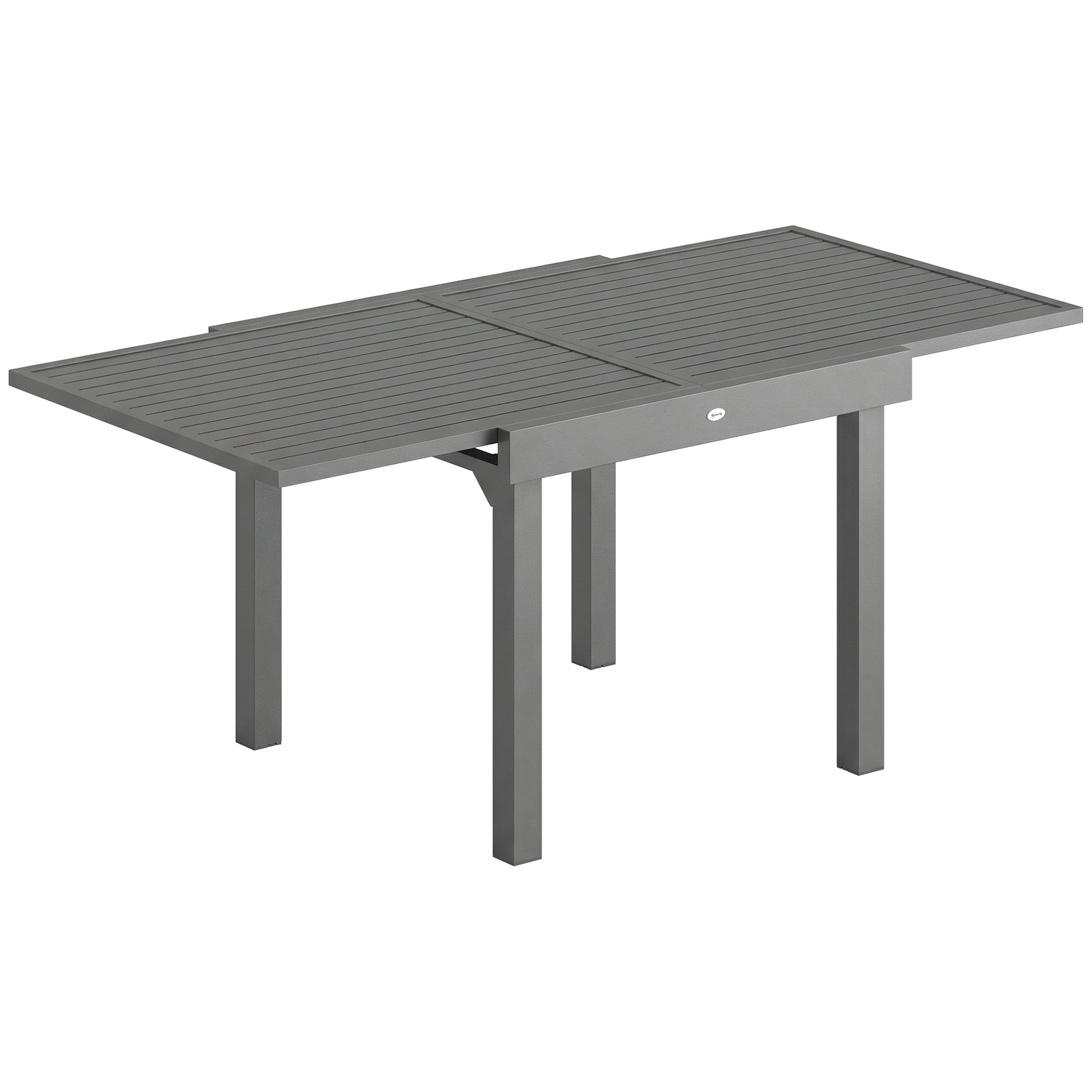 Outsunny Extending Garden Table for 4-8 People, Aluminium Outdoor Dining Table with Slatted Top, Dark Grey 