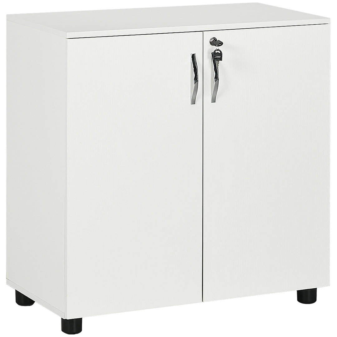 Vinsetto Two-Tier Locking Office Storage Cabinet - White 