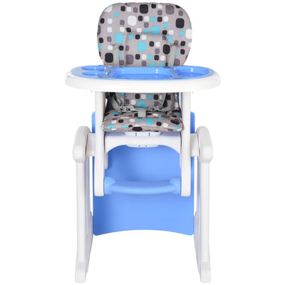 HOMCOM 2 in 1 Convertible Baby High Chair Toddler Table Chair Infant Feeding Seat Removable Food Tray Safety Harness Blue 