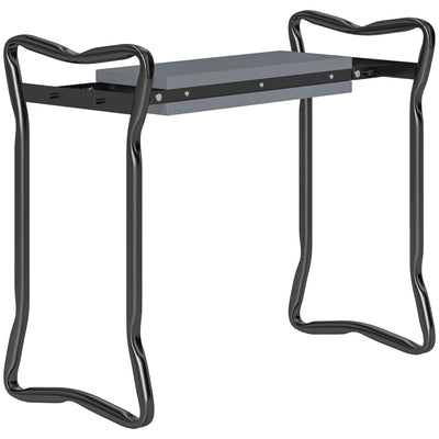 Outsunny 2 In 1 Garden Kneeler Seat Kneeling Pad Support Bench Foldable Knee Protector, Grey 