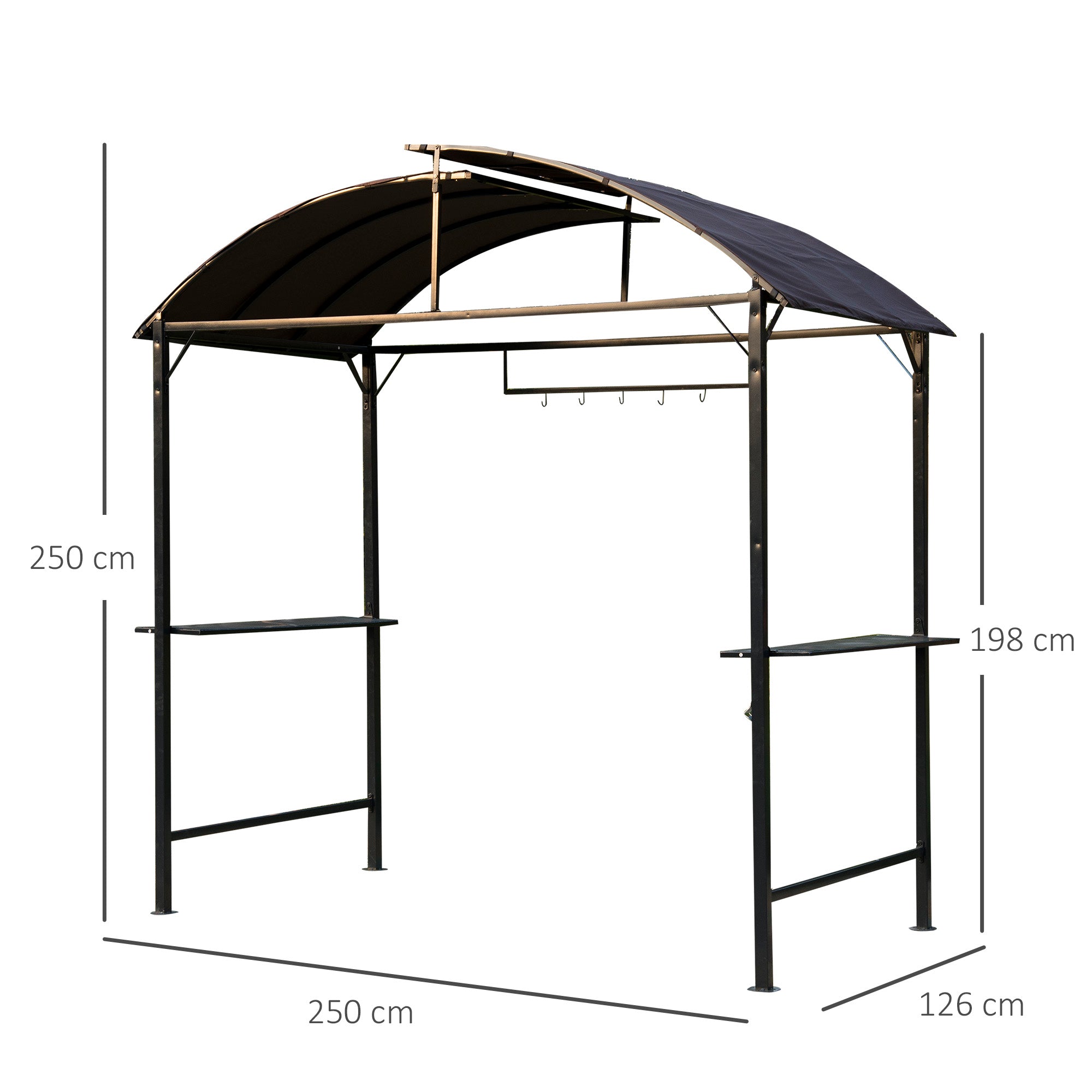 Outsunny Metal Smoking Gazebo Marquee Garden Patio BBQ Tent Grill Canopy Awning Shelter - Coffee 