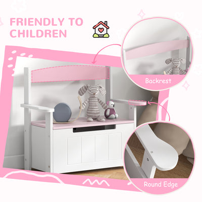 AIYAPLAY 2-in-1 Toy Box for Kids with Lid for Bedroom, Nursery, Playroom, Pink 
