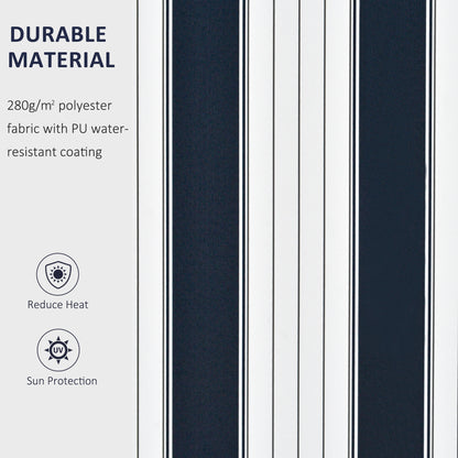 Outsunny Manual Retractable Awning, 3x2.5 m-Blue/White Stripes