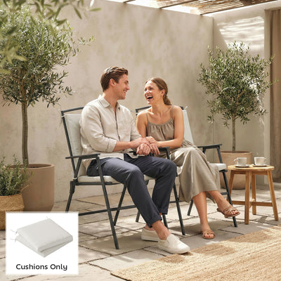 Outsunny Outdoor Seat Cushions Set of 2 with Ties, Waterproof Garden Seat Pads, Cream White 