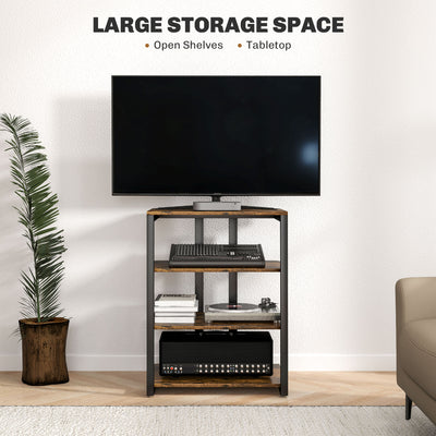 HOMCOM HiFi Stand, with Four Storage Shelves - Rustic Brown 