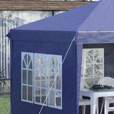 Outsunny 3 x 6m Pop Up Gazebo, Height Adjustable Marquee Party Tent with Sidewalls and Storage Bag, Blue 