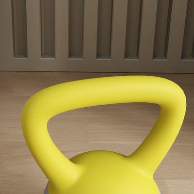 SPORTNOW Soft Kettlebell, 4kg Kettle Bell with Non-Slip Handle for Home Gym Weight Lifting and Strength Training, Yellow and Grey 