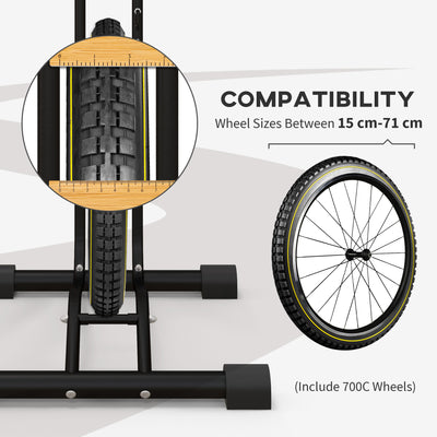 SPORTNOW Vertical & Horizontal Bike Rack Bicycle Storage Stand with Adjustable Hooks, Fits 6"-28" and 700c Bikes 