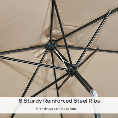 Outsunny 3x2m Garden Parasol Umbrella with Tilt and Crank, Outdoor Sun Shade Canopy with Aluminium Frame and Steel Ribs, Rectangular, Khaki 