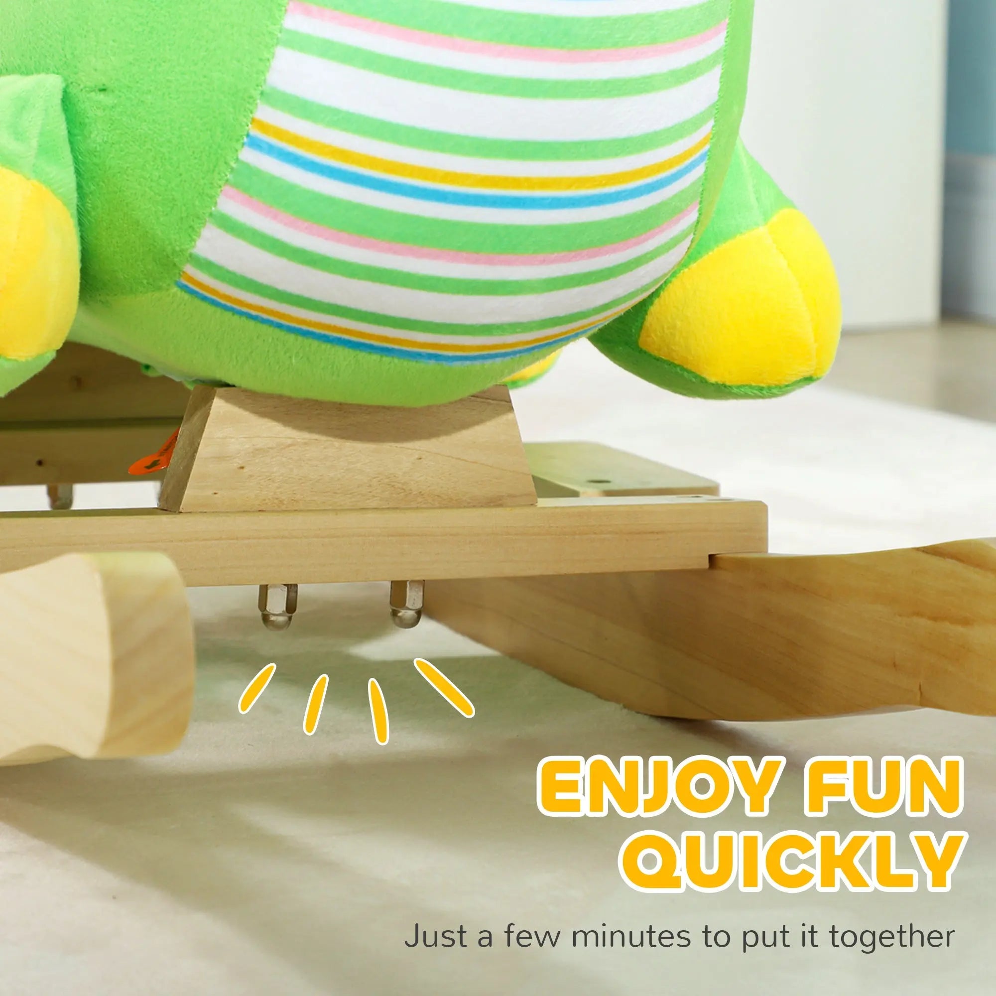 AIYAPLAY Baby Rocking Dinosaur with Animal Sounds, Safety Belt, Wooden Base, for Toddlers 18-36 Months, Green 