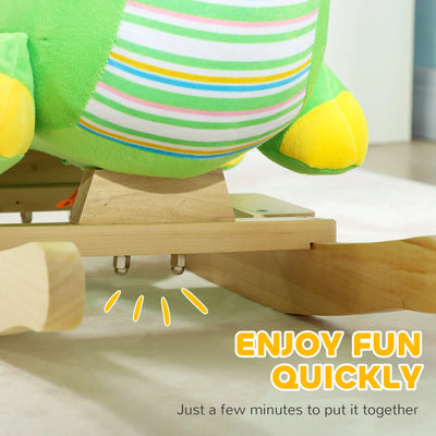 AIYAPLAY Baby Rocking Dinosaur with Animal Sounds, Safety Belt, Wooden Base, for Toddlers 18-36 Months, Green 
