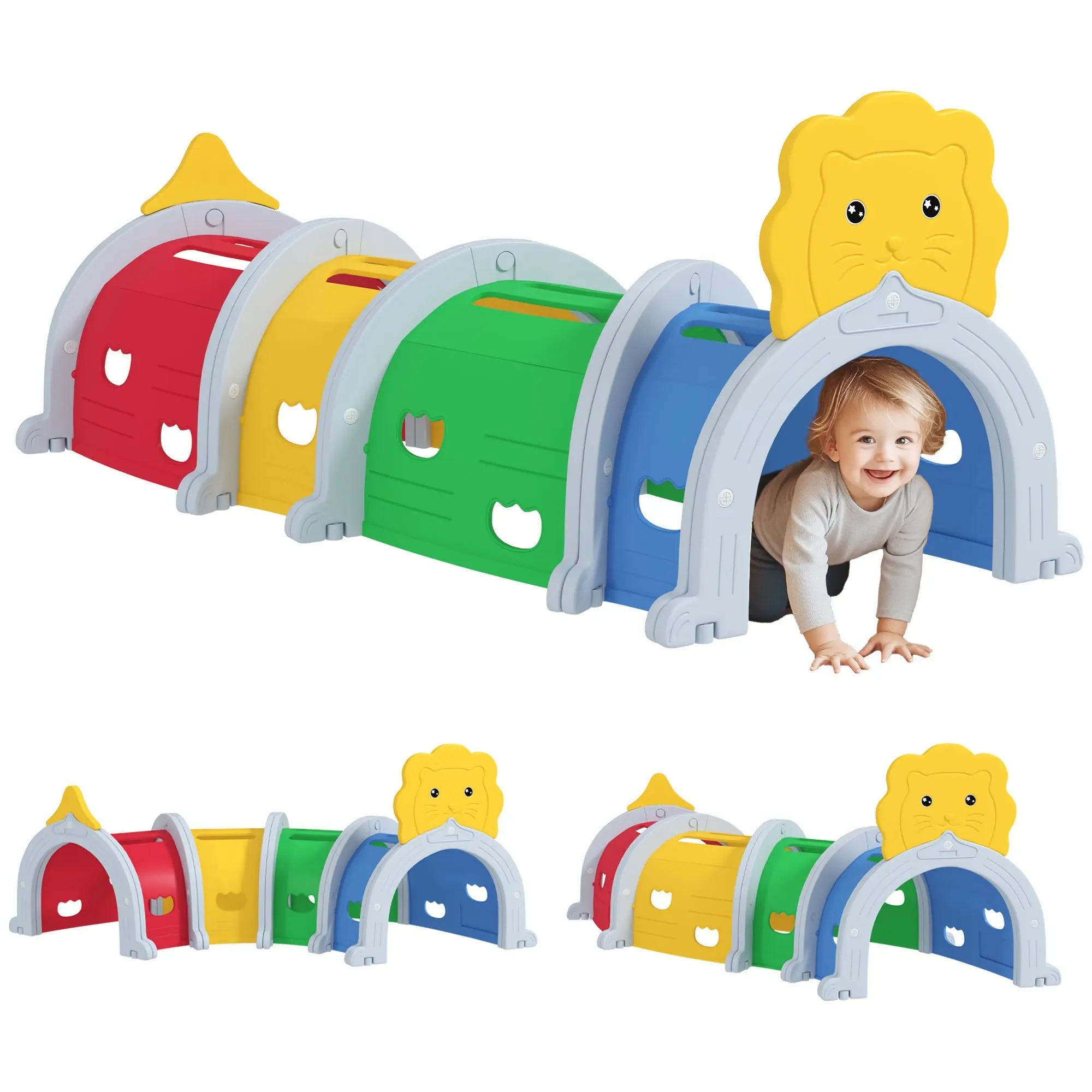 AIYAPLAY Kids Play Tunnel for 3-6 Years Crawl and Climb, Lion Design, Indoor & Outdoor 