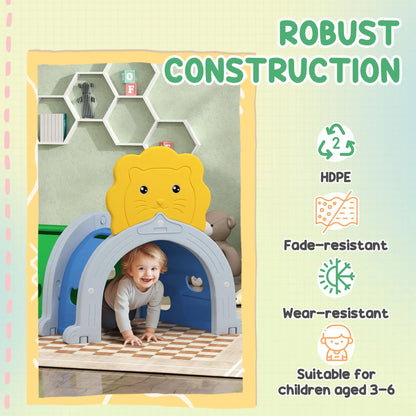 AIYAPLAY Kids Play Tunnel for 3-6 Years Crawl and Climb, Lion Design, Indoor & Outdoor 