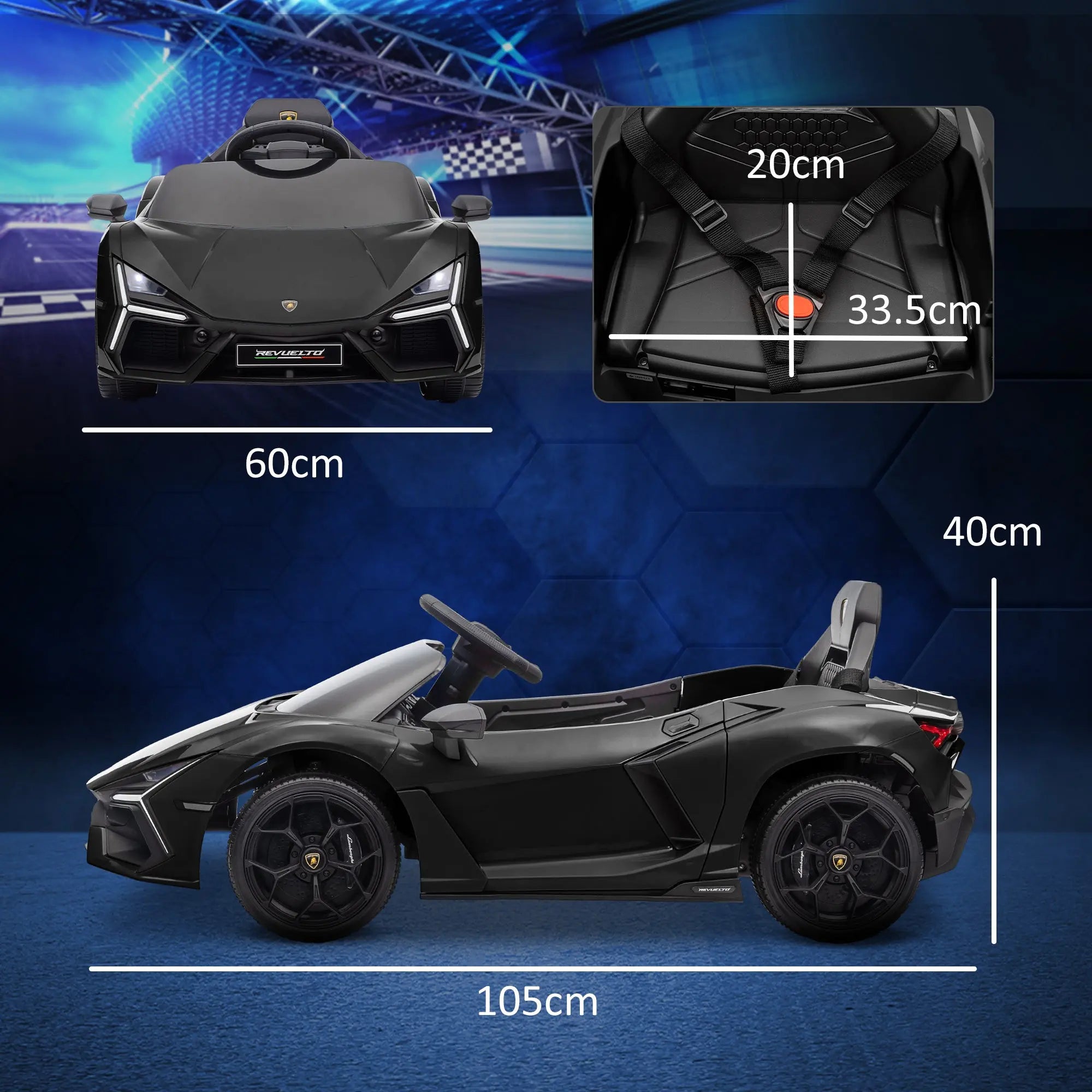 AIYAPLAY Lamborghini Revuelto Licensed 12V Ride on Car w/ Butterfly Doors, Transport Wheels, Suspension, Remote Control, Black 