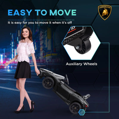 AIYAPLAY Lamborghini Revuelto Licensed 12V Ride on Car w/ Butterfly Doors, Transport Wheels, Suspension, Remote Control, Black 