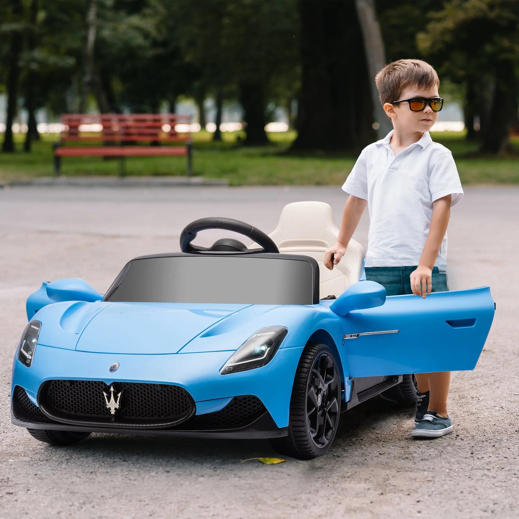 AIYAPLAY Maserati MC20 Licensed 12V Kids Electric Ride on Car with Remote Control, Spring Suspension, Blue 