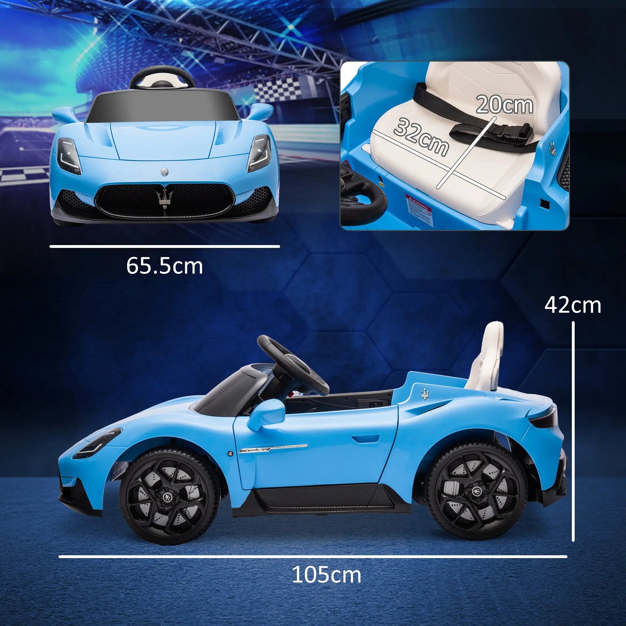 AIYAPLAY Maserati MC20 Licensed 12V Kids Electric Ride on Car with Remote Control, Spring Suspension, Blue 