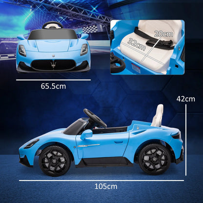 AIYAPLAY Maserati MC20 Licensed 12V Kids Electric Ride on Car with Remote Control, Spring Suspension, Blue 