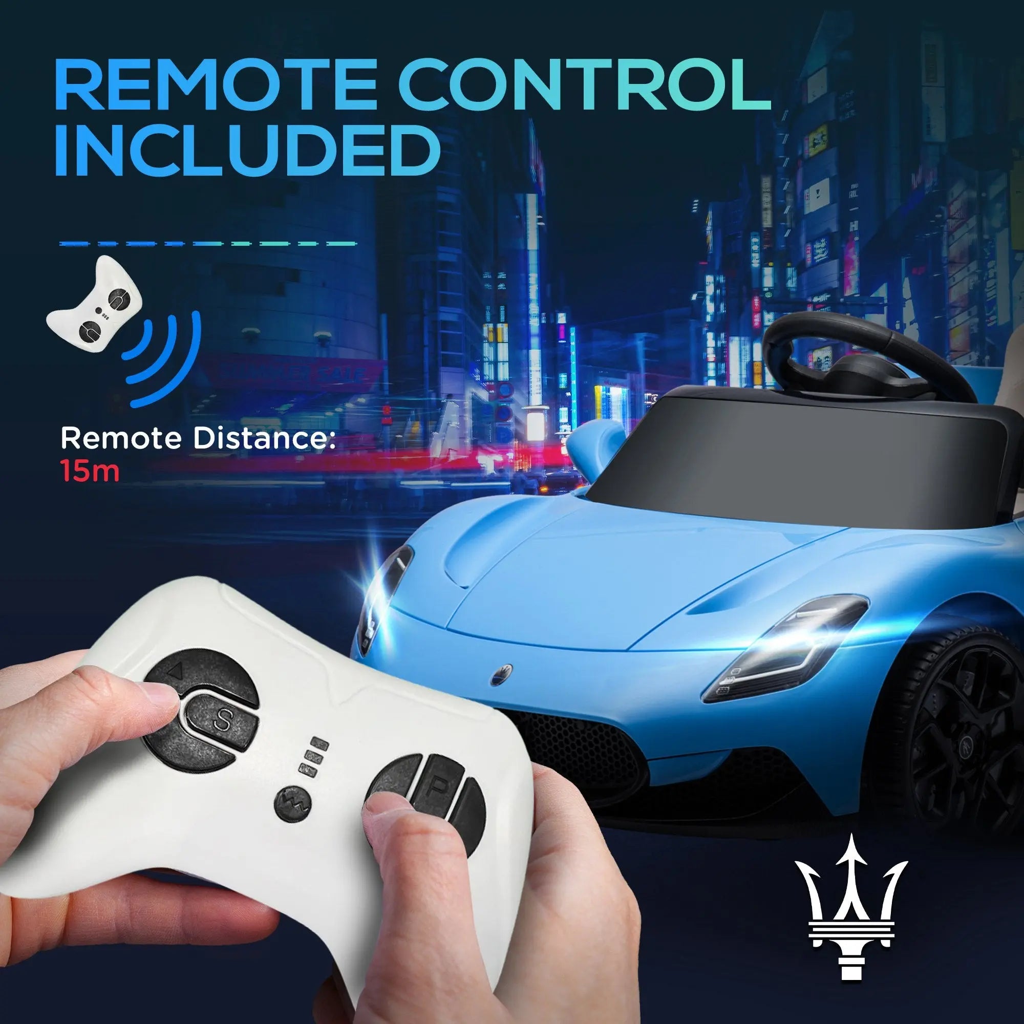 AIYAPLAY Maserati MC20 Licensed 12V Kids Electric Ride on Car with Remote Control, Spring Suspension, Blue 