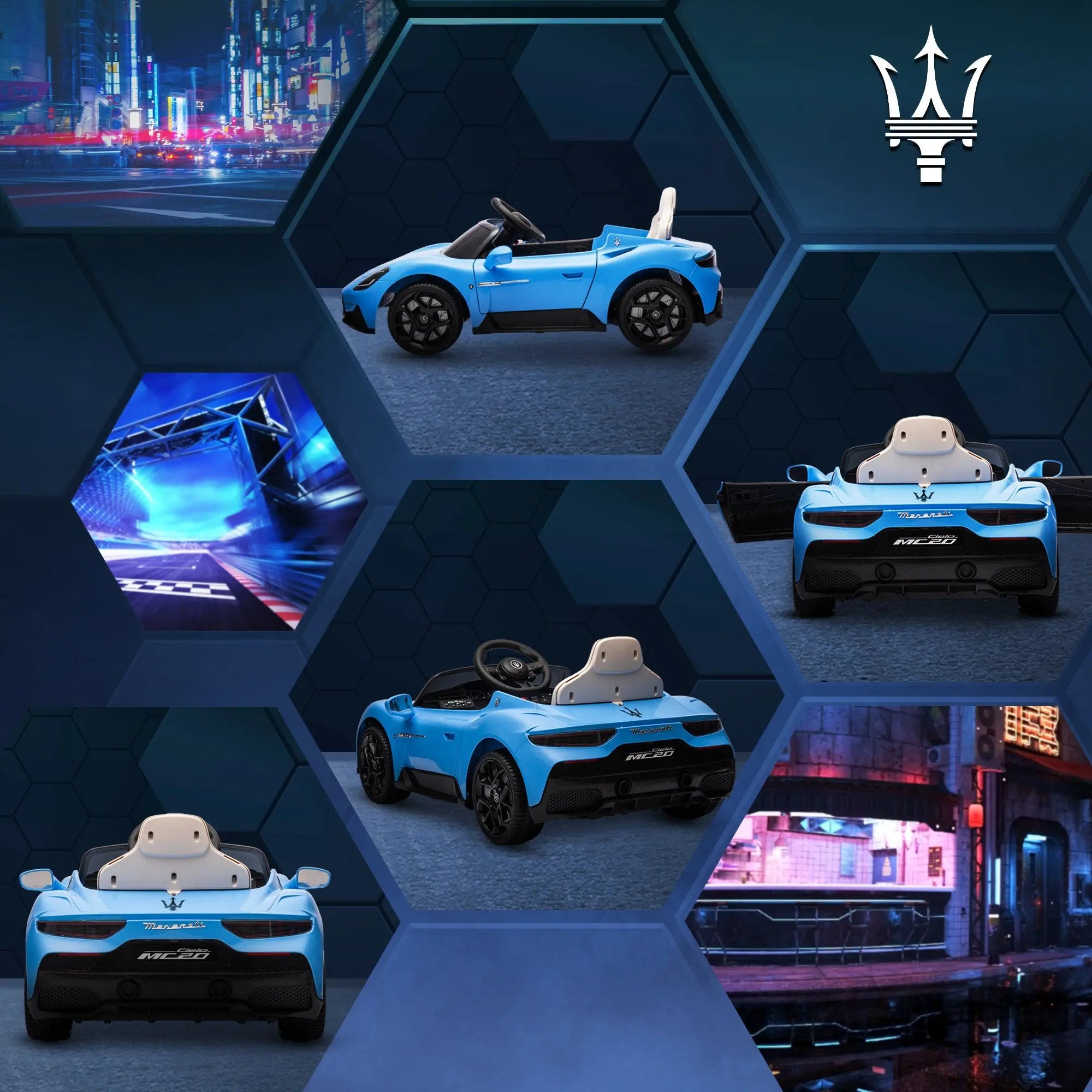 AIYAPLAY Maserati MC20 Licensed 12V Kids Electric Ride on Car with Remote Control, Spring Suspension, Blue 