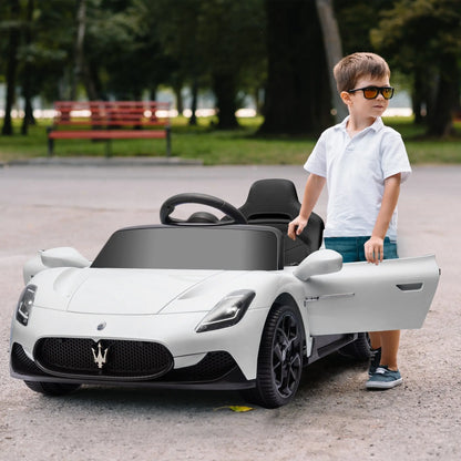 AIYAPLAY Maserati MC20 Licensed 12V Kids Electric Ride on Car with Remote Control, Spring Suspension, White 
