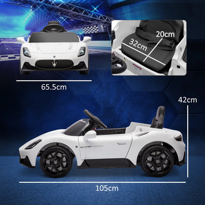 AIYAPLAY Maserati MC20 Licensed 12V Kids Electric Ride on Car with Remote Control, Spring Suspension, White 