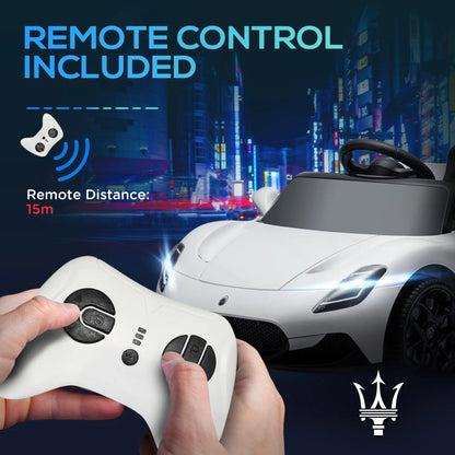 AIYAPLAY Maserati MC20 Licensed 12V Kids Electric Ride on Car with Remote Control, Spring Suspension, White 