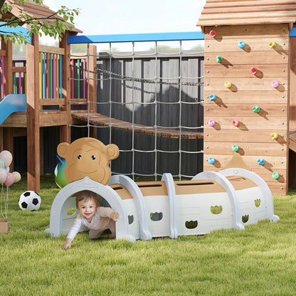 AIYAPLAY Monkey Design Kids Play Tunnel for Crawl and Climb, for 3-6 Years, Brown 