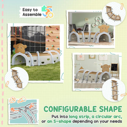 AIYAPLAY Monkey Design Kids Play Tunnel for Crawl and Climb, for 3-6 Years, Brown 